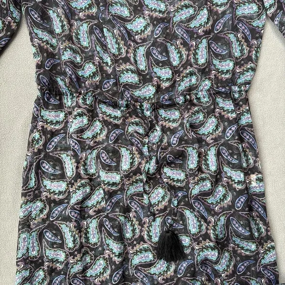 Victorias Secret Beach Dress Womens Medium Black Maxi Paisley Sheer Cover Up - Picture 8 of 16